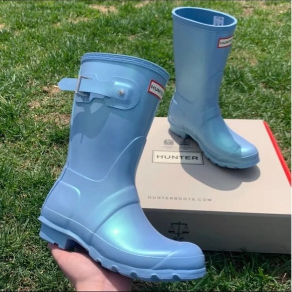 Hunter Original Nebula Short Rain Boots in Blue Womans Sizing RARE - Picture 7 of 10